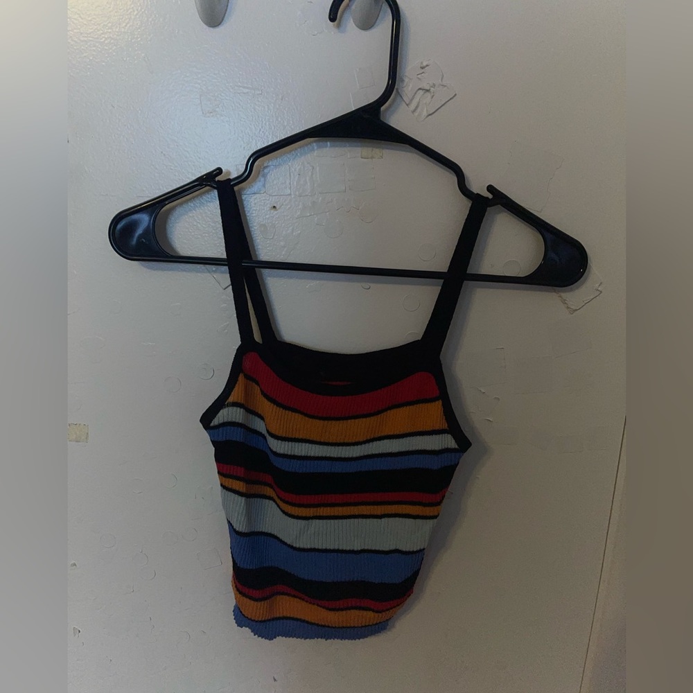 Rainbow Stripped Cropped Cami Top